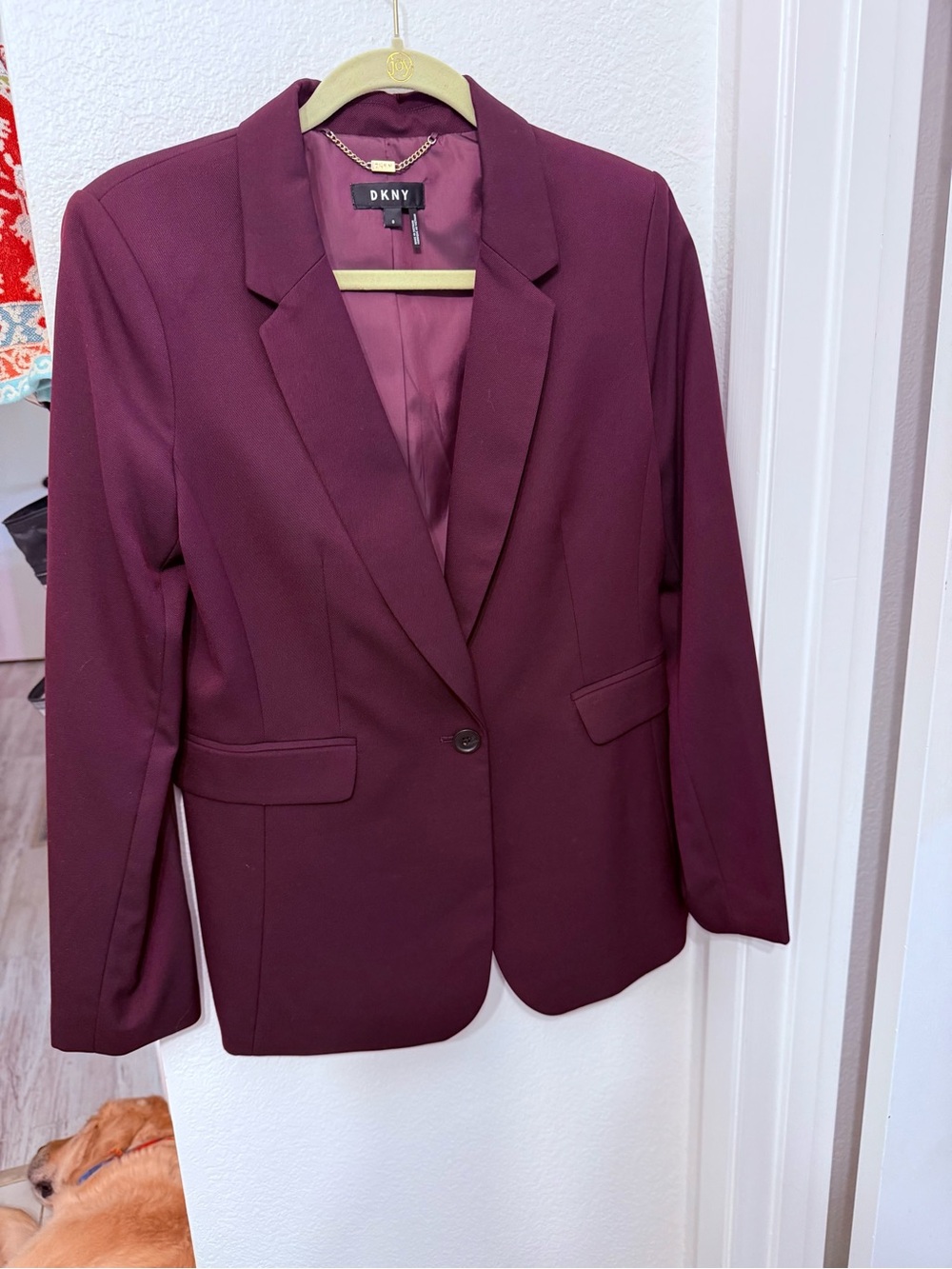DKNY Women's Elegant Wine Single-Button Blazer